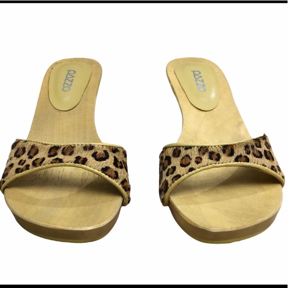 Pazzo Femme Women’s Retro Leather Wood Slide - Picture 2 of 13